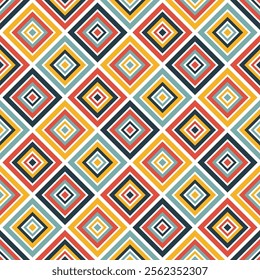 Abstract seamless pattern with colorful rhombs. Template for backgrounds, wallpapers, fabric prints, and modern digital art projects. Vector illustration