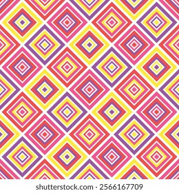 Abstract seamless pattern with colorful rhombs. Template for backgrounds, wallpapers, fabric prints, and modern digital art projects. Vector illustration