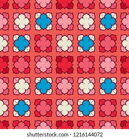 Abstract seamless pattern with colorful rosettes, red colors, vector illustration - Powered by Shutterstock - Get 15% off with code: PIKWIZARD15