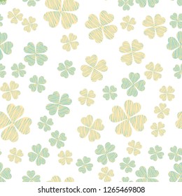 Abstract seamless pattern with colorful shamrock shapes. St Patricks Day background. Vector illustration eps