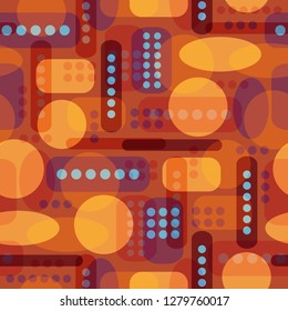 Abstract seamless pattern with colorful spots and dots. Design element for wrapping paper, wallpaper and fabric.