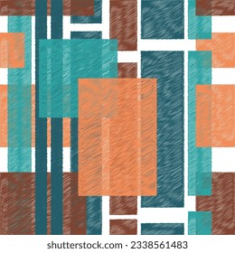 Abstract seamless pattern Colorful square shape with red, orange, green, blue on a white background.