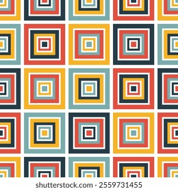 Abstract seamless pattern with colorful squares. Template for backgrounds, wallpapers, fabric prints, and modern digital art projects. Vector illustration