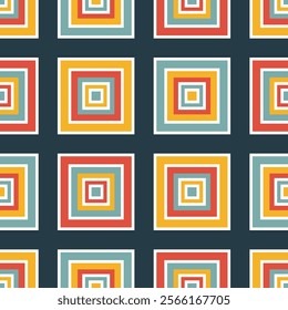 Abstract seamless pattern with colorful squares. Template for backgrounds, wallpapers, fabric prints, and modern digital art projects. Vector illustration