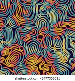 Abstract seamless pattern with colorful squiggly lines - hand drawn vector illustration.