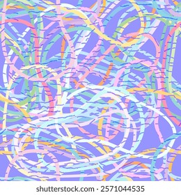 Abstract seamless pattern with colorful tangled lines - hand drawn vector illustration.