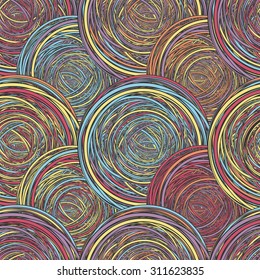 Abstract Seamless Pattern. Colorful tangled clew. Vector Illustration. EPS 10 