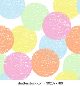Abstract seamless pattern with colorful textured circles. Positive, bright background for textile, wallpaper and other surfaces.