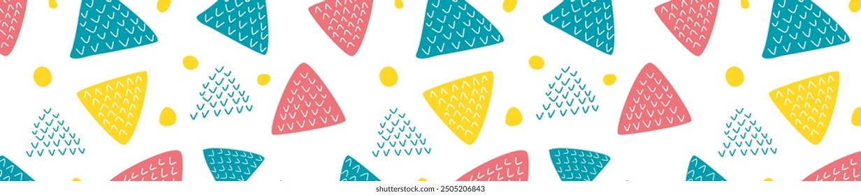 Abstract seamless pattern with colorful triangles and dots