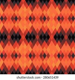 Abstract seamless pattern of colorful triangles in colors of African desert. Contrast geometric mosaic of triangular shapes. Vector Illustration.