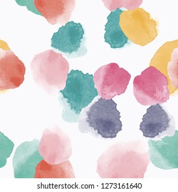 Abstract seamless pattern with colorful watercolor shapes made in vector
