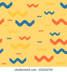Abstract seamless pattern, colorful waves on a yellow background, vector illustration
