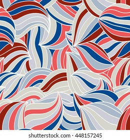 Abstract seamless pattern with colorful waves. Doodle ornament hand drawn. 