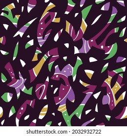 Abstract seamless pattern. Colorfull hand drawn texture. Vector background for fabric, textile, stained glass