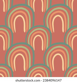 Abstract seamless pattern. Colorfun ranbow arches. Hand drawn illustration. 