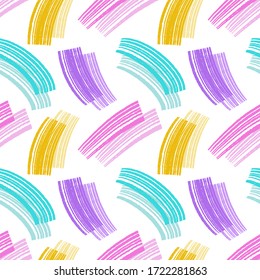 Abstract Seamless pattern with colourful brush shapes. Vector background.