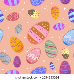 Abstract seamless pattern Colourful Happy Easter greeting card, Bright colours to match the pattern.