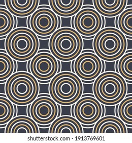 Abstract seamless pattern. Concentric circles. Intersecting repeating circles background. Overlaping circles. Stylish texture. Repeating geometric tiles. Flat design. Vector color background.
