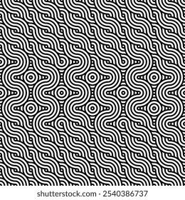 Abstract seamless pattern. Concentric circles. Intersecting repeating circles background. 