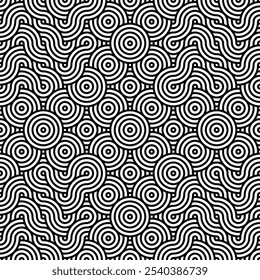 Abstract seamless pattern. Concentric circles. Intersecting repeating circles background. 