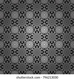 Abstract seamless pattern consisting of black, white and gray tiles. Vector illustration.