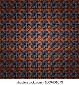 Abstract seamless pattern consisting of brown, blue and pink tiles. Vector illustration.