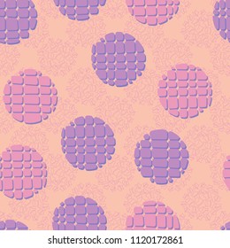 Abstract seamless pattern consisting of circles broken into pieces. The background of the picture is the texture of the composed groups of five-pointed stars.