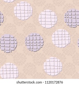Abstract seamless pattern consisting of circles broken into pieces. The background of the picture is the texture of the composed groups of five-pointed stars.