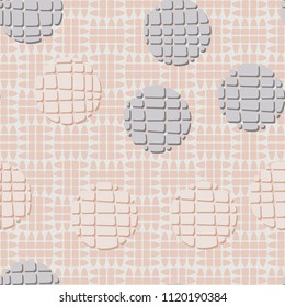 Abstract seamless pattern consisting of circles broken into pieces. Under the picture lies a network consisting of mutually perpendicular ovals cut into parts.