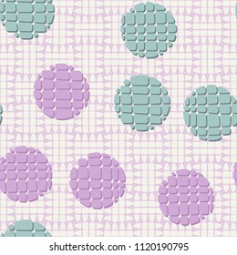 Abstract seamless pattern consisting of circles broken into pieces. Under the picture lies a network consisting of mutually perpendicular ovals cut into parts.