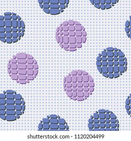 Abstract seamless pattern consisting of circles broken into pieces. Under the picture lies a network consisting of rows of small squares.