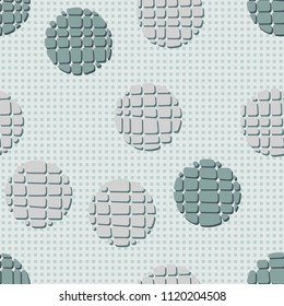 Abstract seamless pattern consisting of circles broken into pieces. Under the picture lies a network consisting of rows of small squares.