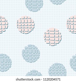 Abstract seamless pattern consisting of circles broken into pieces. Under the picture lies a network consisting of rows of small squares.