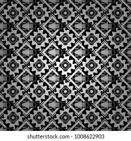 Abstract seamless pattern consisting of white, gray and black tiles. Vector illustration.
