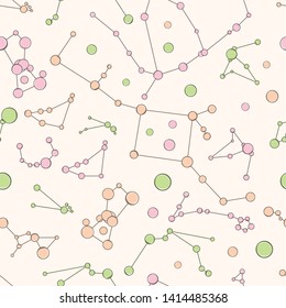Abstract seamless pattern with constellations. Vector illustration