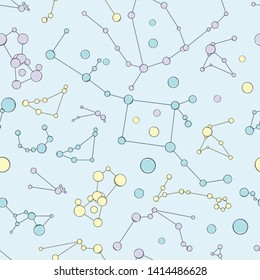 Abstract seamless pattern with constellations. Vector illustration
