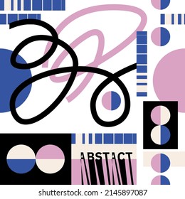 Abstract seamless pattern. Abstract contemporary modern trendy vector illustration. Bauhaus geometric pattern background.