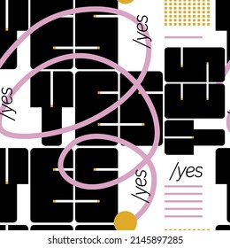 Abstract seamless pattern. Abstract contemporary modern trendy vector illustration. Bauhaus geometric pattern background.