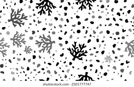 Abstract seamless pattern with coral symbols. Creative leopard backdrop. Vector illustration on white background