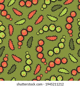 Abstract seamless pattern with Coronavirus bacteria icons.
