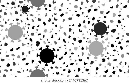 Abstract seamless pattern with coronavirus symbols. Creative leopard backdrop. Vector illustration on white background