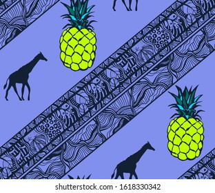 Abstract seamless pattern. Creative background with geometric figures. Funny wallpaper for textile and fabric. Fashion style. Colorful bright