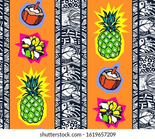 Abstract seamless pattern. Creative background with geometric figures. Funny wallpaper for textile and fabric. Fashion style. Colorful bright