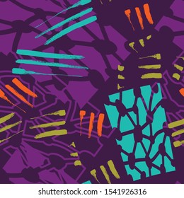 Abstract seamless pattern with creative elements, grunge lines.