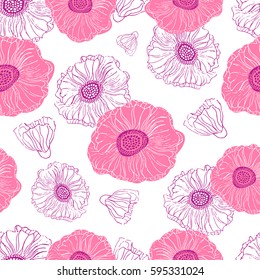 Abstract seamless pattern. Creative vector background, hawaiian tropical floral wallpaper with branches ferns, tropical herb. Summer exotic print with jungle plant palm leaves. Trendy colors