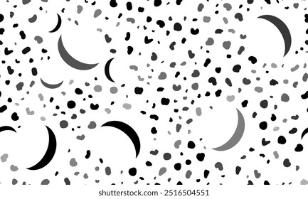 Abstrato padrão sem emenda com símbolos de crescente. Fundo de leopardo criativo. Ilustração vetorial sobre fundo branco