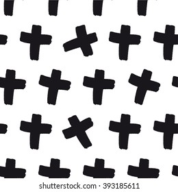 Abstract Seamless Pattern Cross. Grunge Background. Vintage Seamless Pattern. Retro Stars. Vector Illustration.