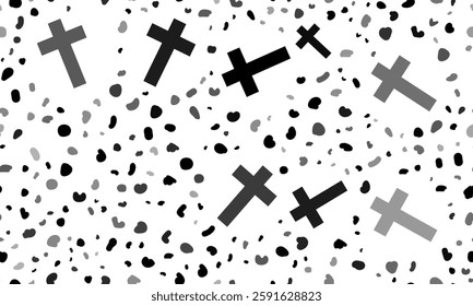 Abstract seamless pattern with cross symbols. Creative leopard backdrop. Vector illustration on white background