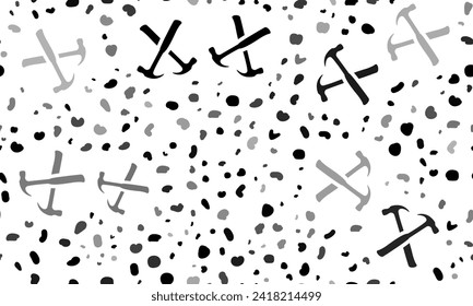 Resumen de un patrón impecable con símbolos de martillos cruzados. Fondo creativo de leopardo. Ilustración del vector sobre fondo blanco