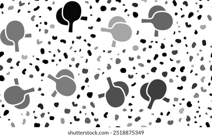 Abstract seamless pattern with crossed ping pong rackets symbols. Creative leopard backdrop. Vector illustration on white background